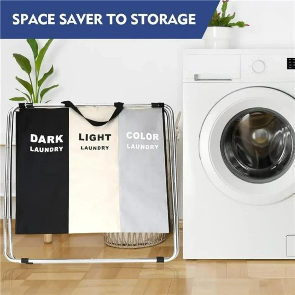 Large Laundry Hamper Freestanding Collapsible Tall Clothes Basket with Handles